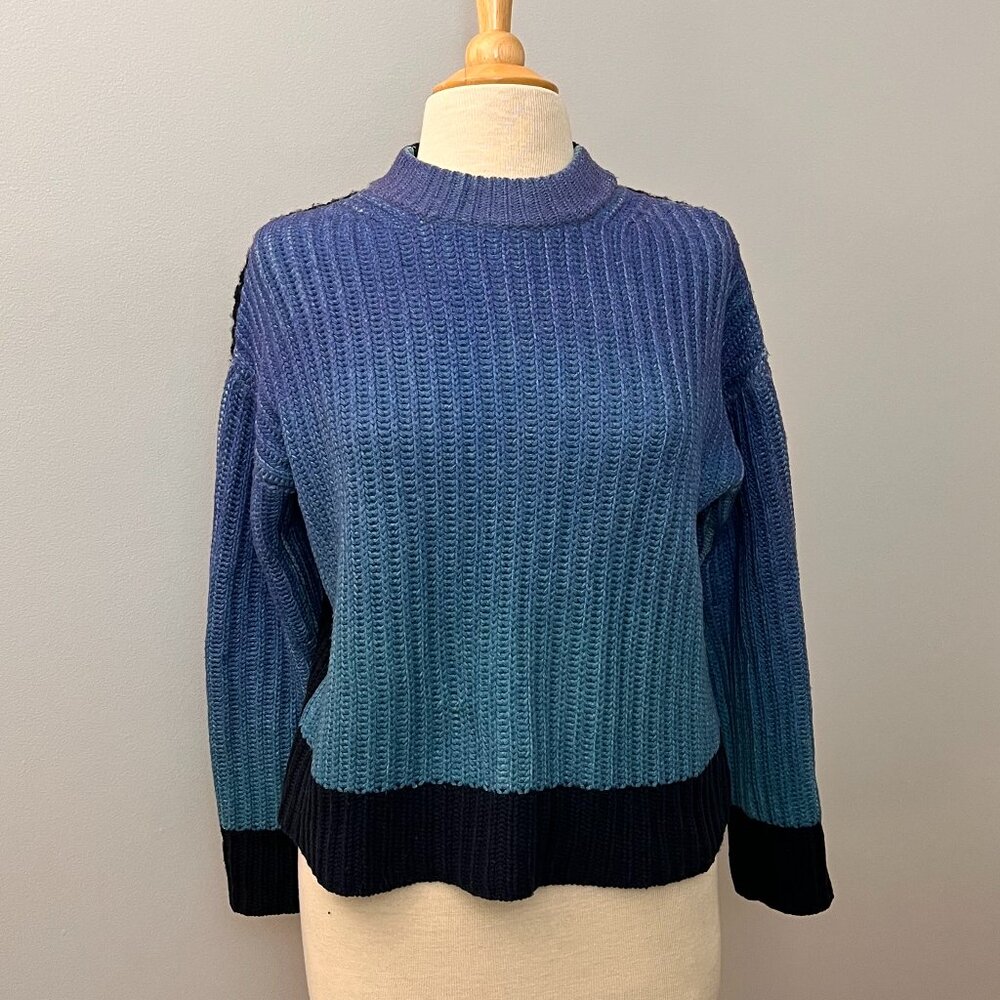 NAADAM Wool Cashmere Ombre Crewneck Sweater Blue XS - Picture 2 of 11
